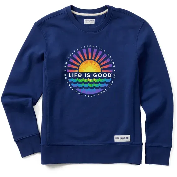 Women's Tie Dye Sunset Burst Simply True Fleece Crew