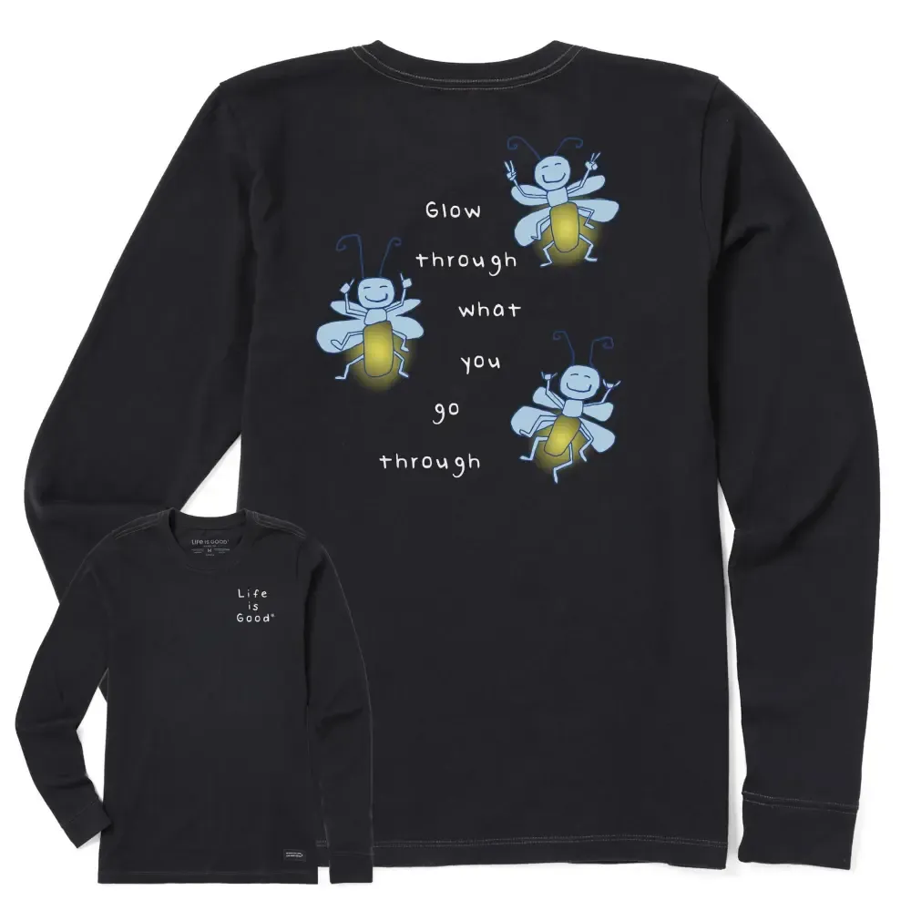 Women's Glow Through Fireflies Long Sleeve Crusher Tee