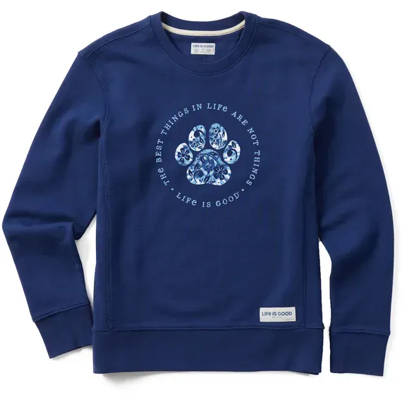 Women's Best Things Floral Paw Tie Dye Simply True Fleece Crew