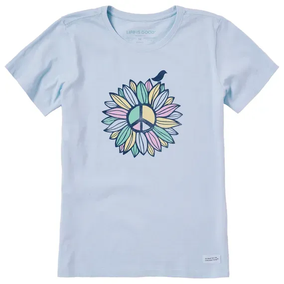 Women's Peace Sign Flower  Crusher Tee