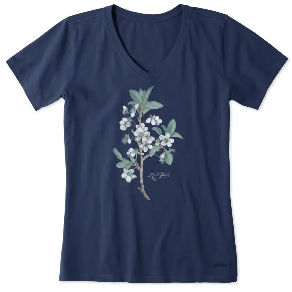 Women's Antique Plum Blossom Painting Short Sleeve Crusher Vee