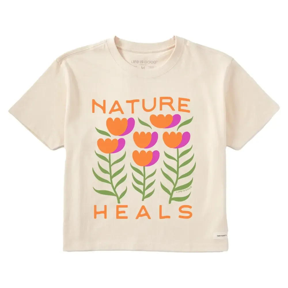 Women's Nature Heals Flowers Short Sleeve Crusher Boxy Tee