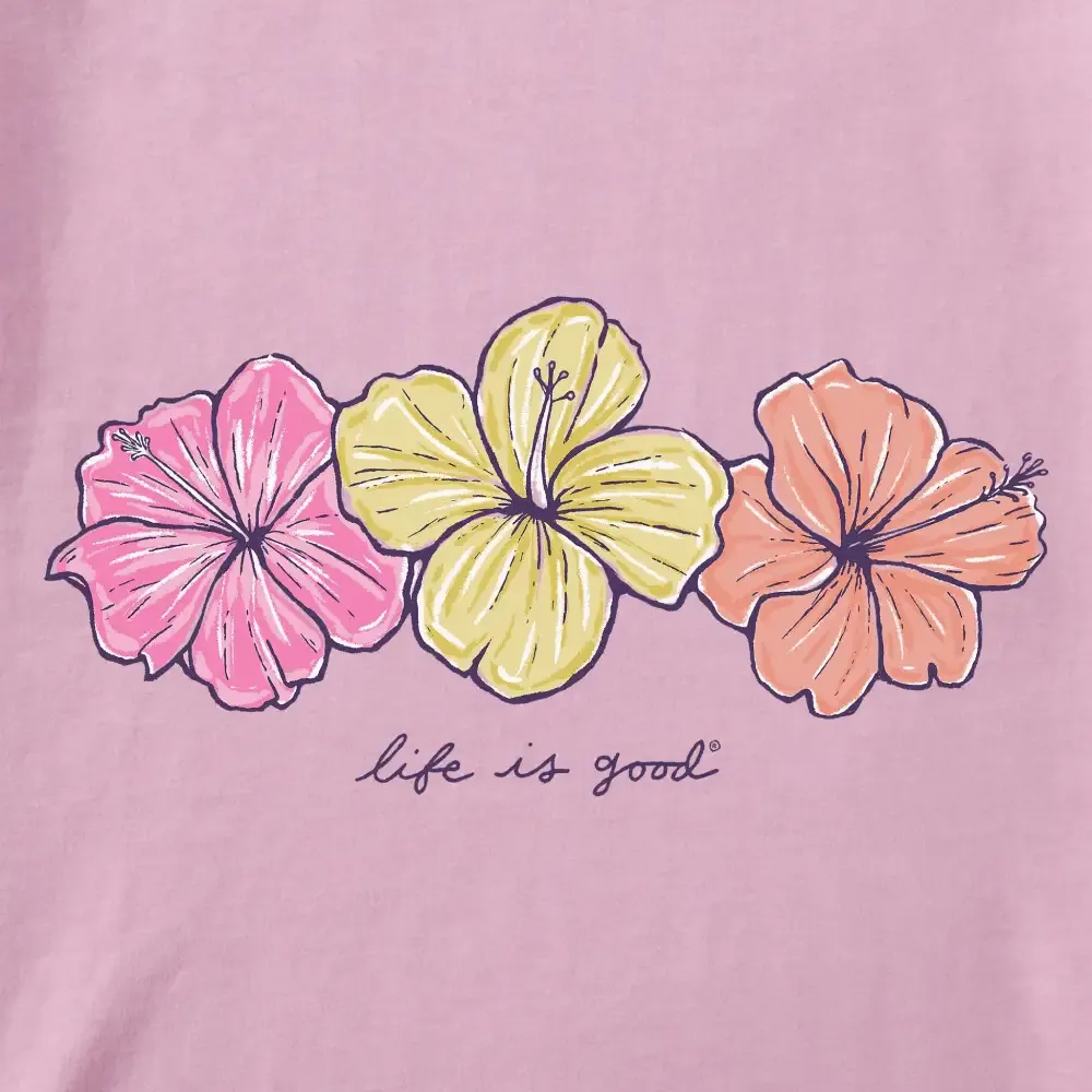 Women's 3 Hibiscuses Short Sleeve Crusher Boxy Tee
