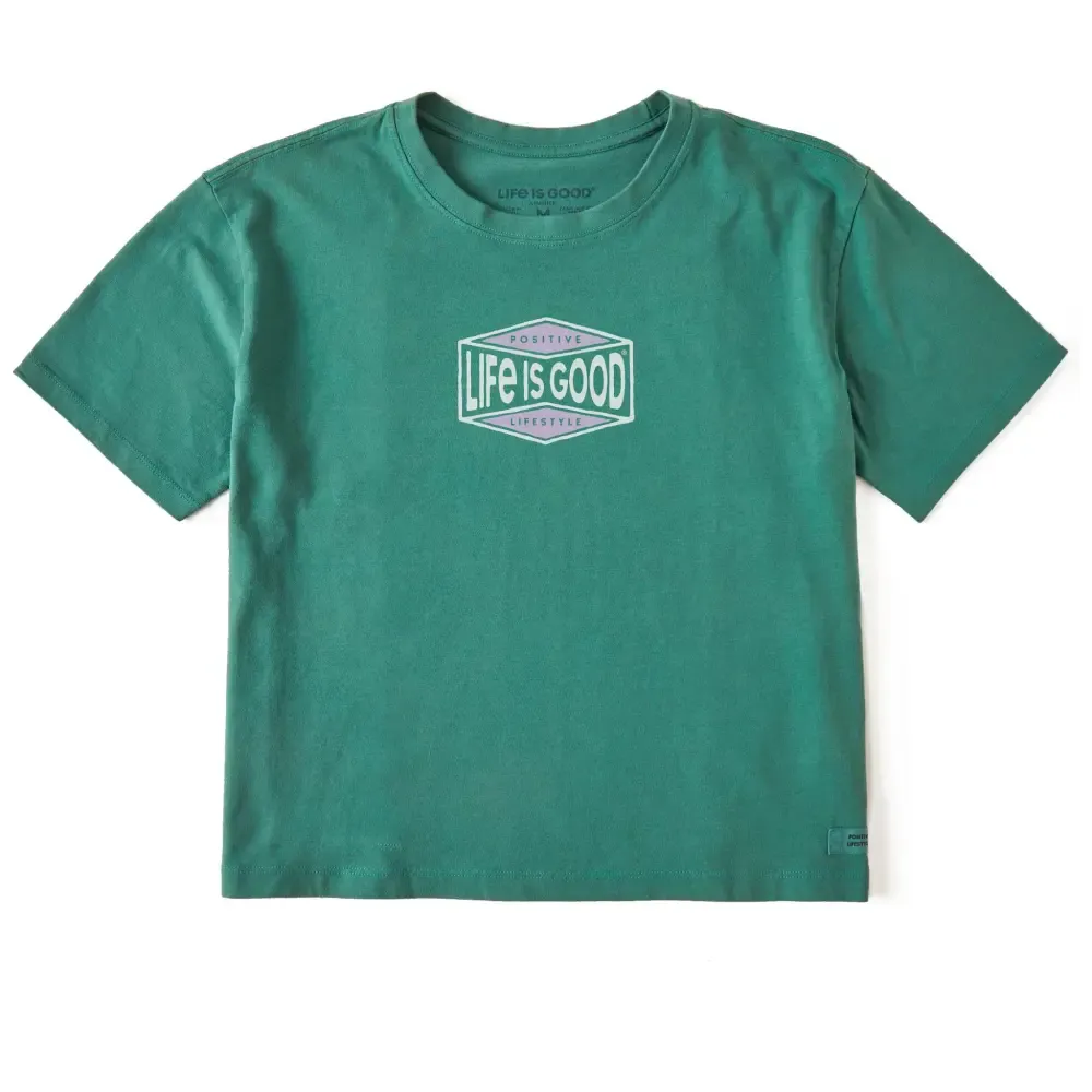 Women's Positive Lifestyle Hexagon Short Sleeve Crusher Boxy Tee