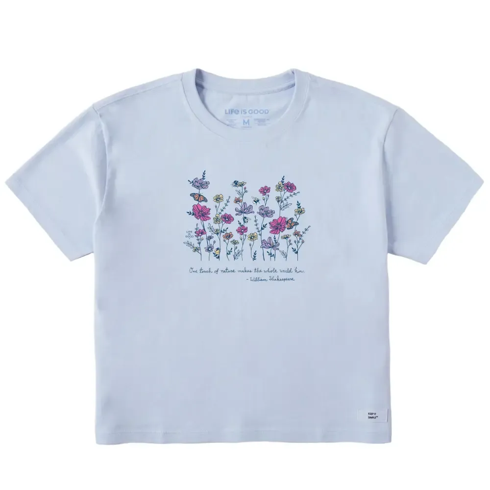Women's Shakespeare Flowers Short Sleeve Crusher Boxy Tee