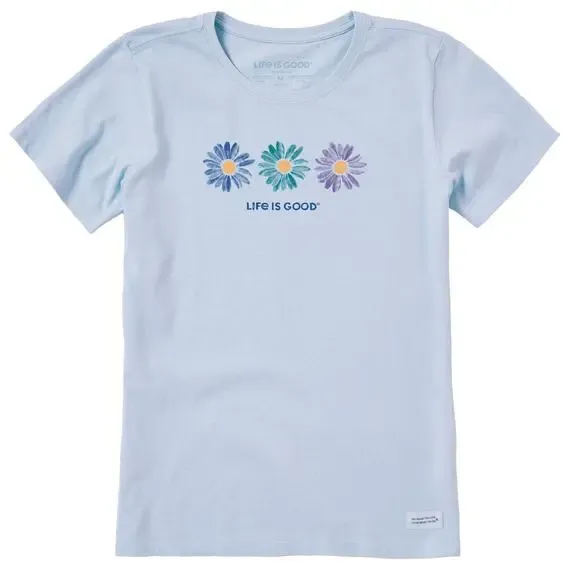 Women's Three Painted Daisies Short Sleeve  Tee