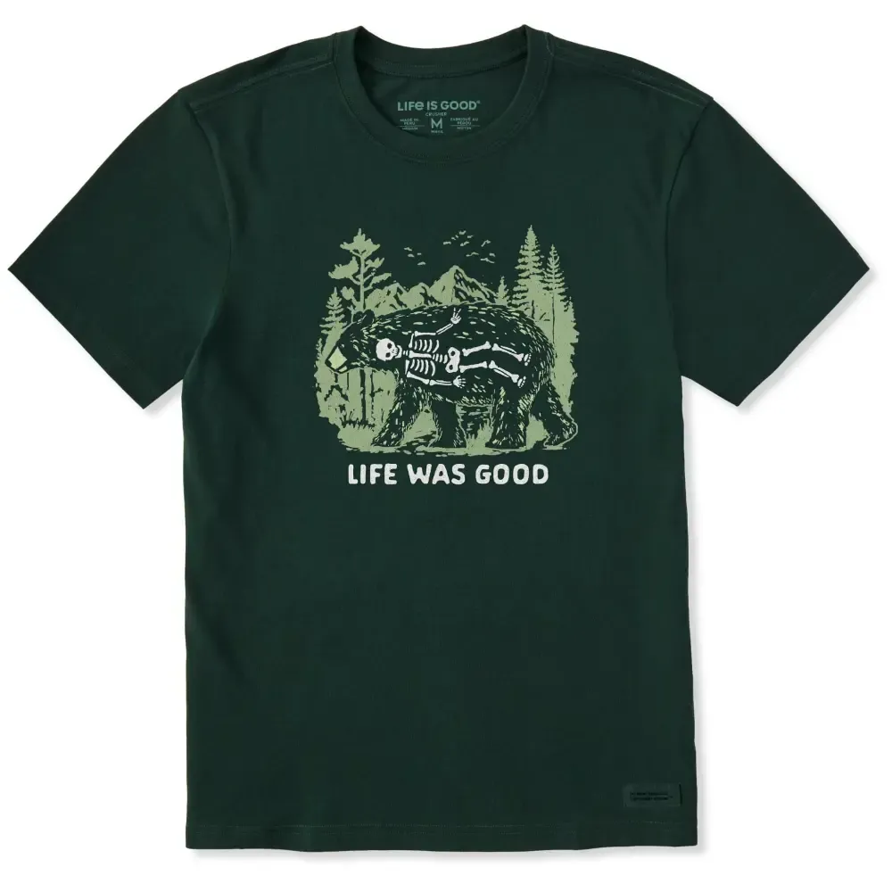 Men's Life Was Good Bear Short Sleeve Crusher Tee