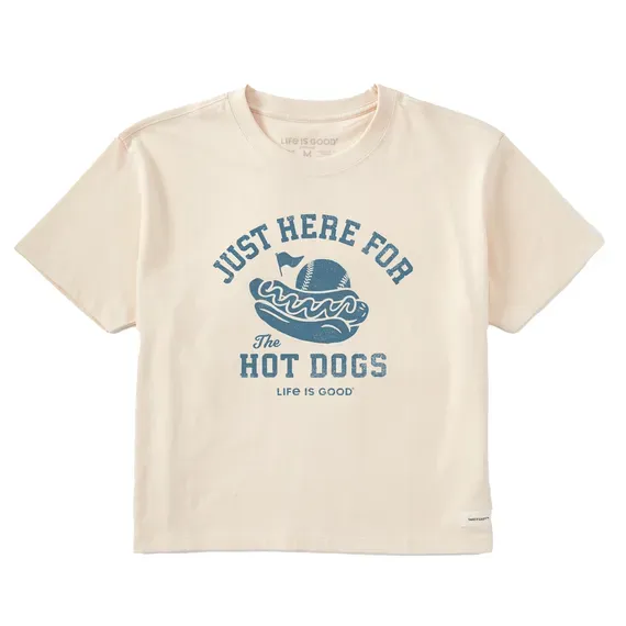 Women's Here for the Hot Dogs Baseball  Crusher Boxy Tee