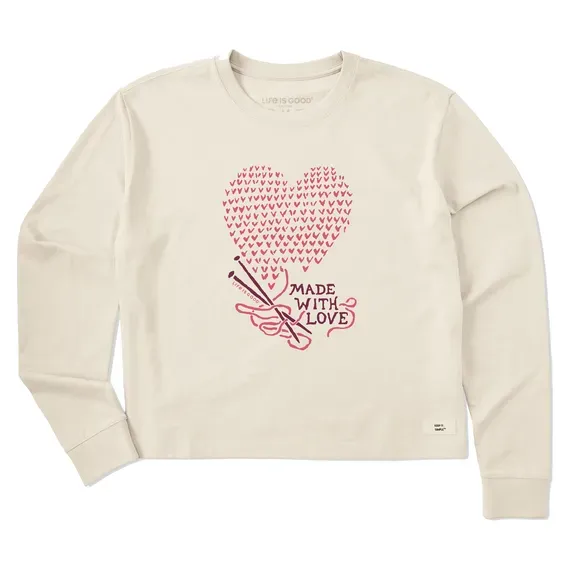 Women's Made with Love Knitting Long Sleeve Crusher Boxy Tee