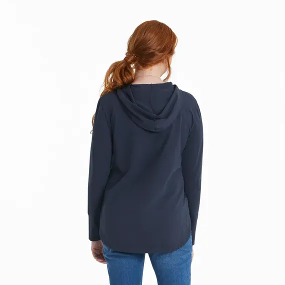 Women's Solid Crusher-FLEX Hoodie Tunic