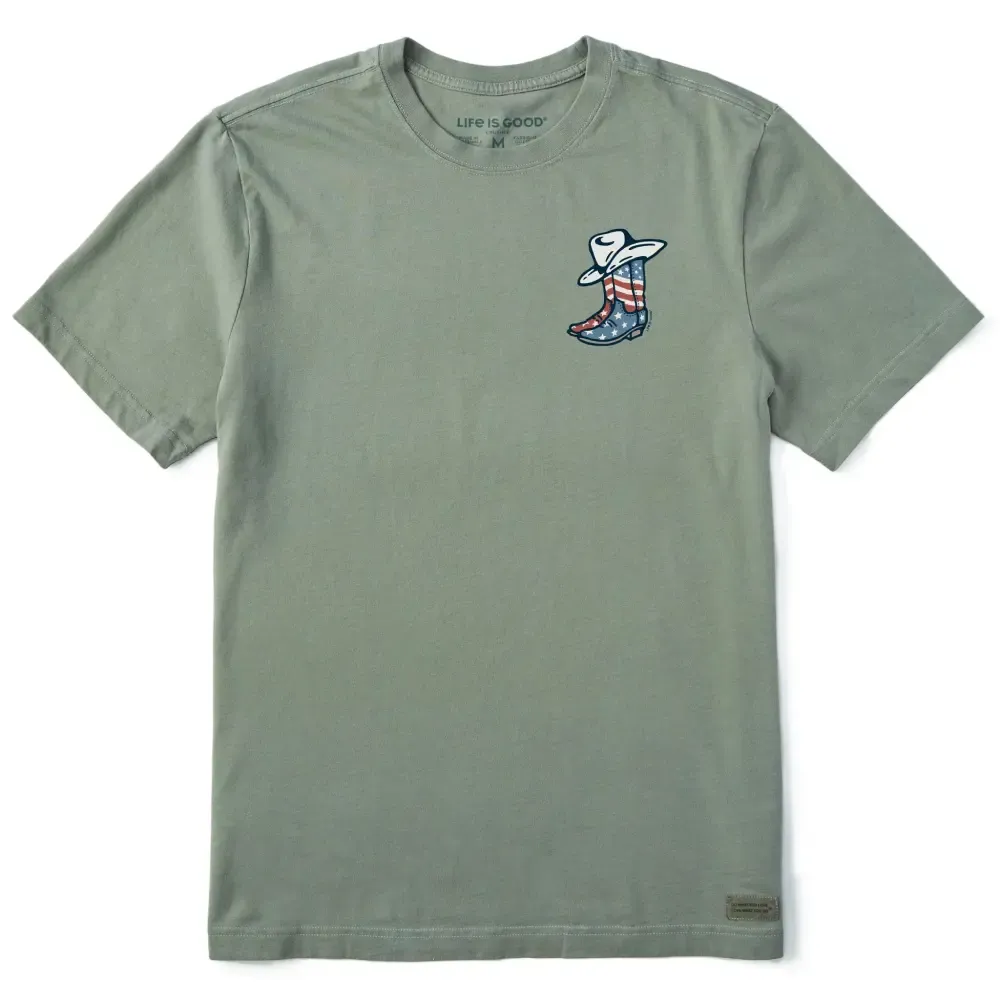 Men's USA Flag Cowboy Boots Short Sleeve Tee