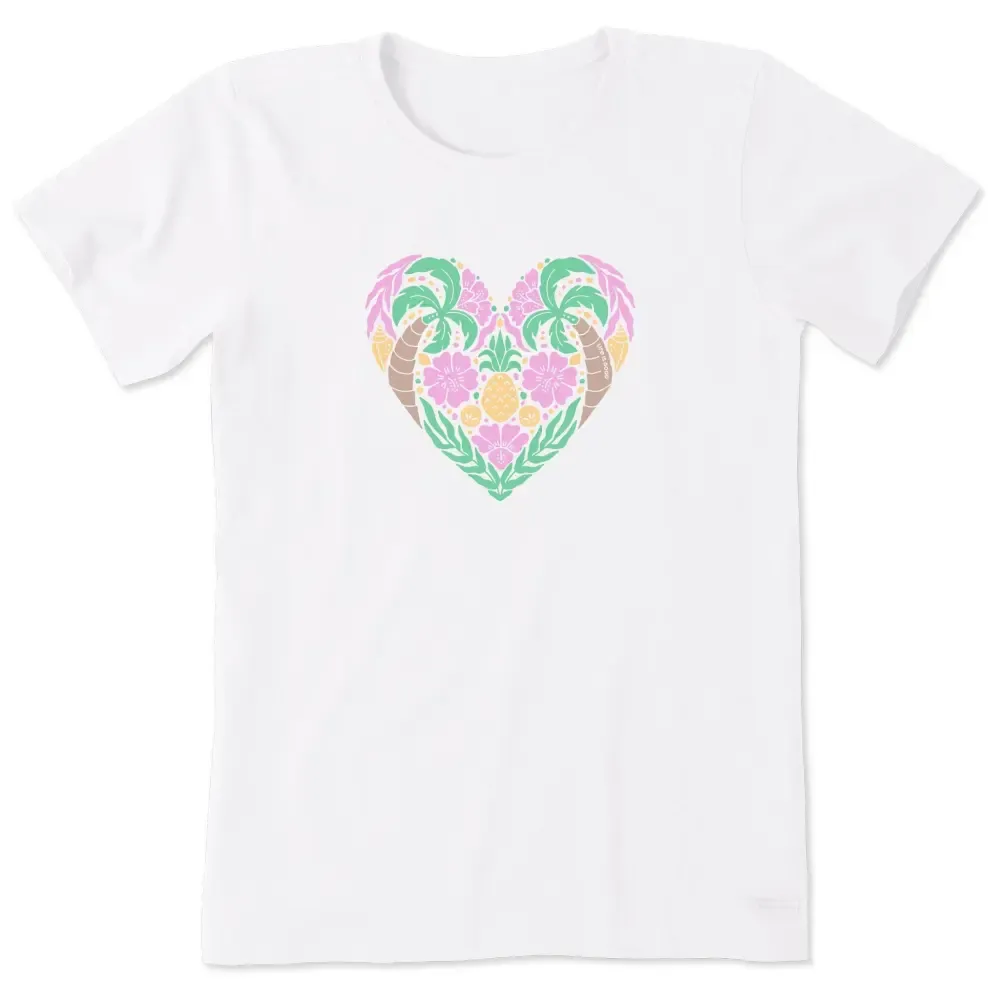 Women's Beach Design Heart Short Sleeve Crusher Tee