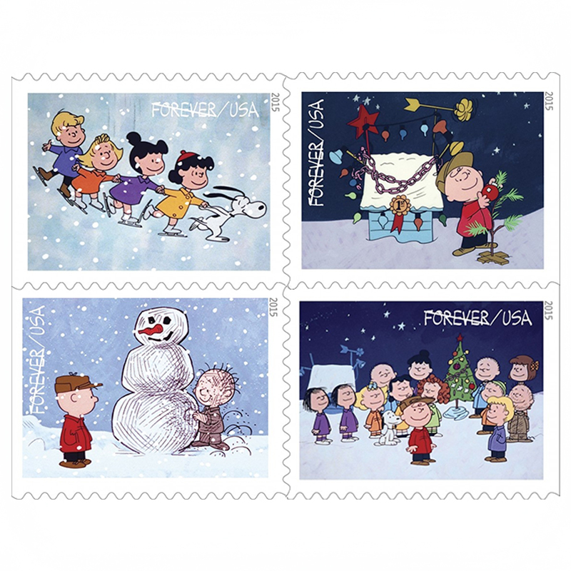 Charlie brown christmas forever stamps 2015
