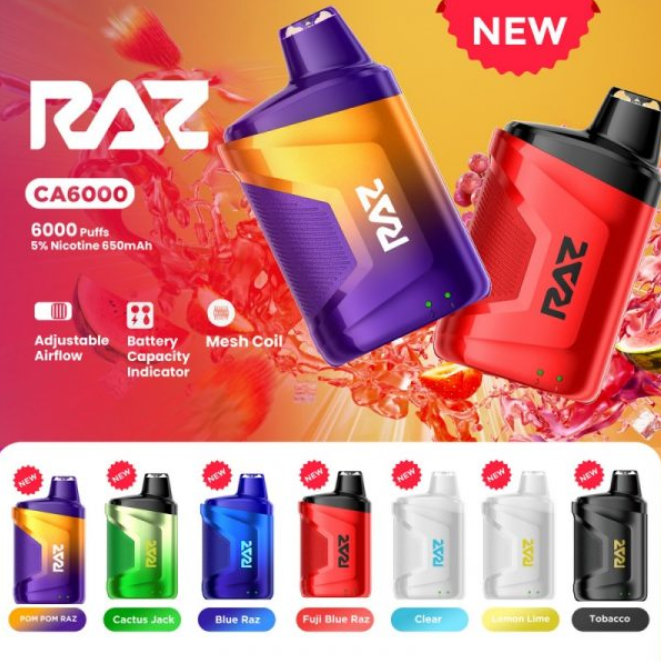 RAZ Vape products with elegant appearance shows differences and flavors variety.