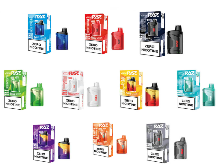 RAZ Vape CA6000 zero nicotine products shows flavors tasty.