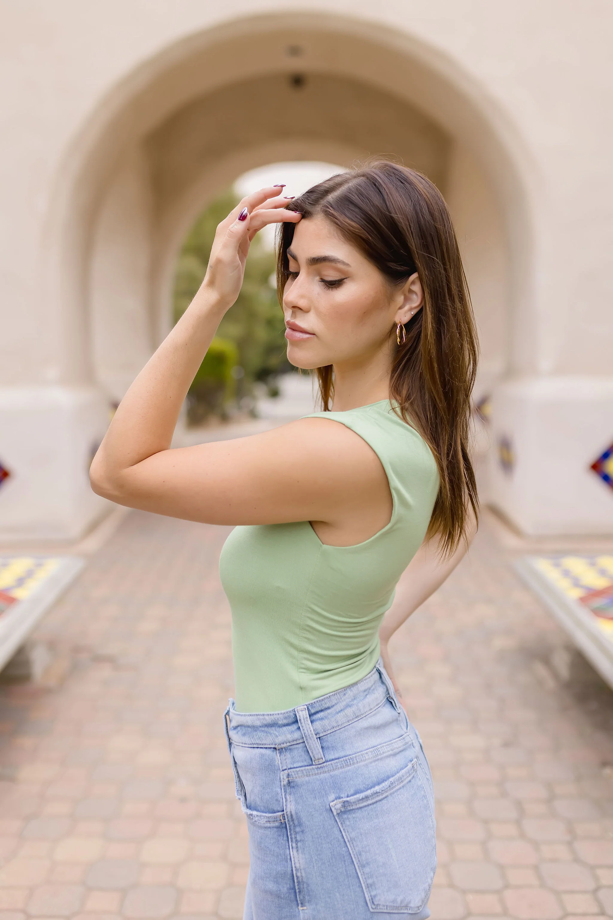 Abbi Cap Sleeve Scoop Neck Top Green