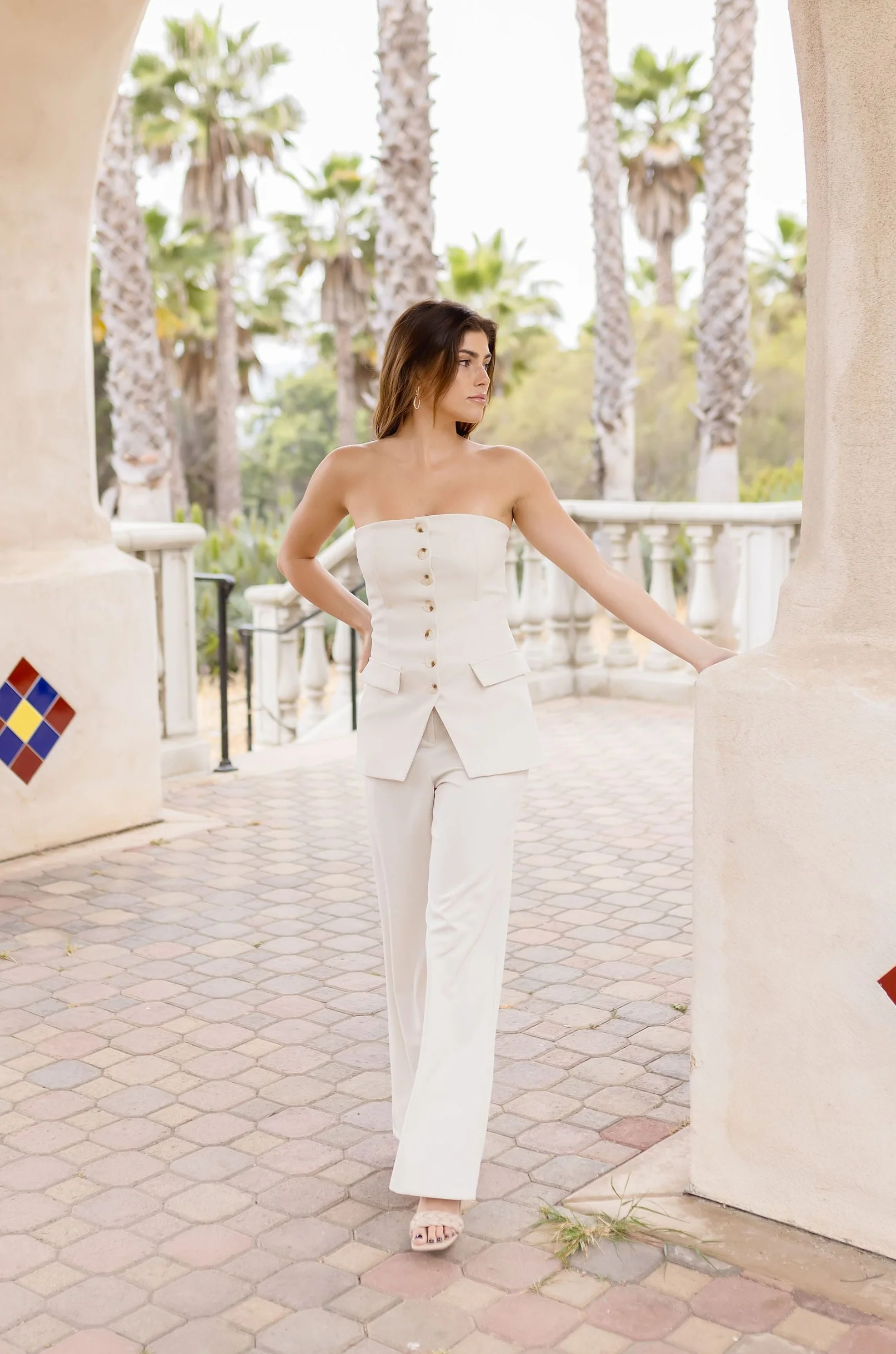 Danielle High Waist Wide Leg Pants Nude