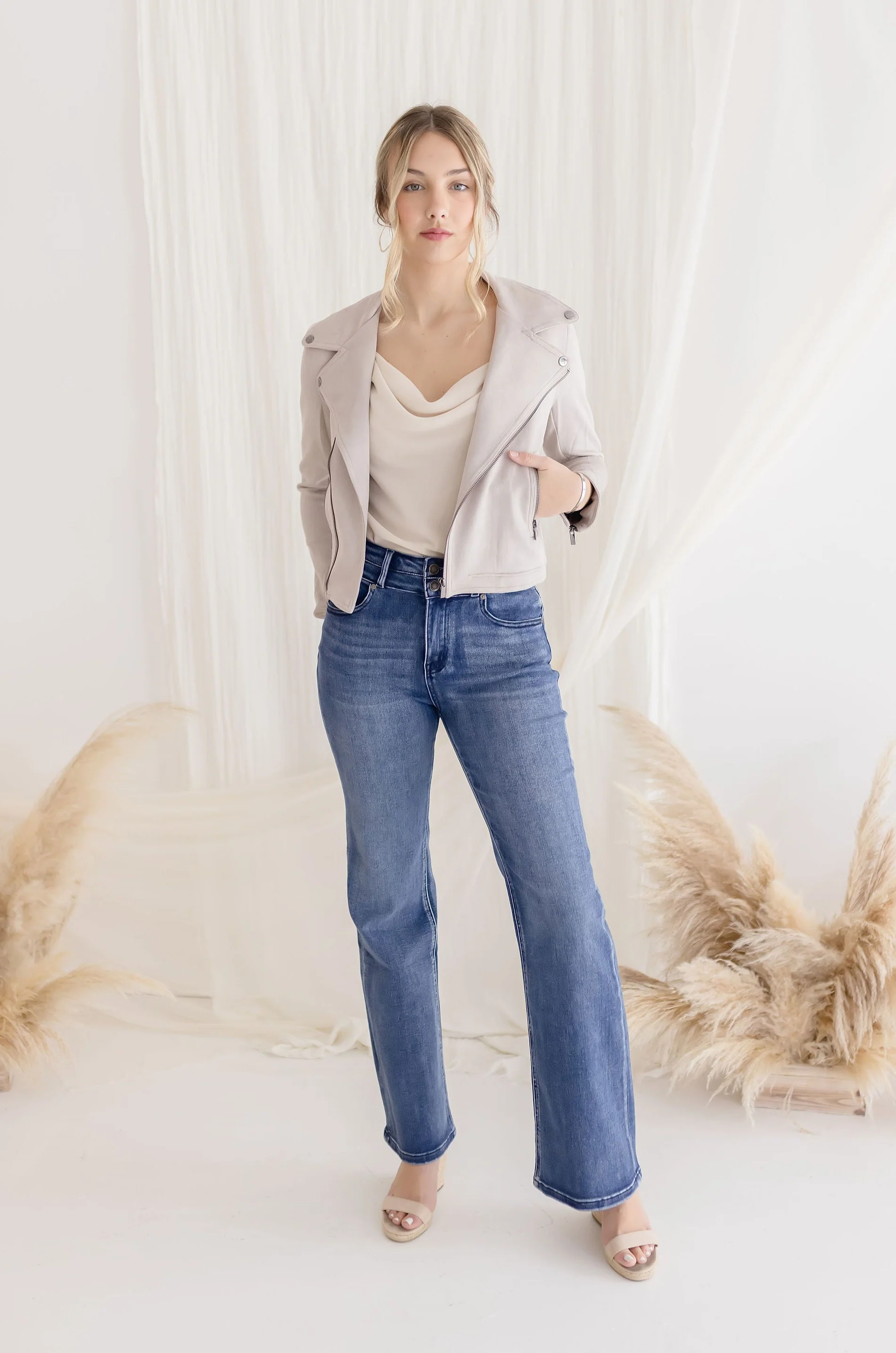 London Vegan Suede Lapel Jacket Beige