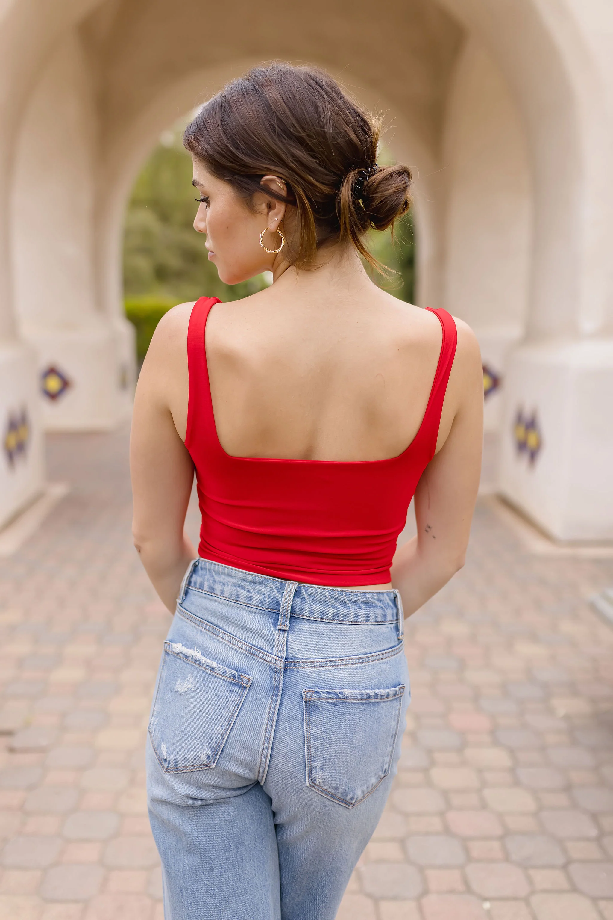 Sonia Sleeveless Crop Top Red