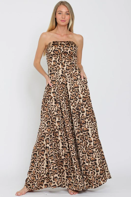 Waitlist 10/15 ♥ Francis Sleeveless Leopard Print Wide Leg Jumpsuit Brown