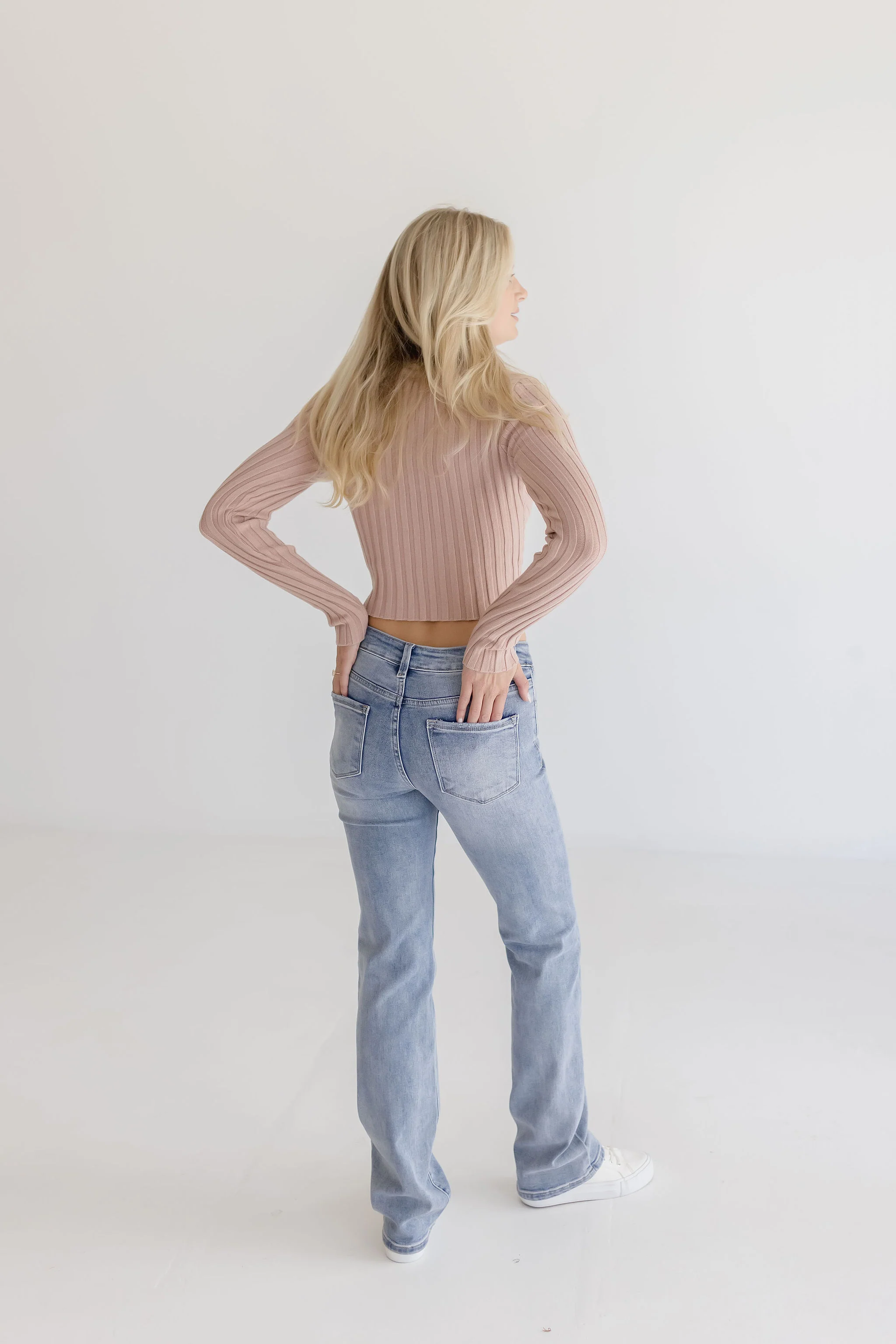 Ally Mid Rise Straight Leg Jeans Medium Wash