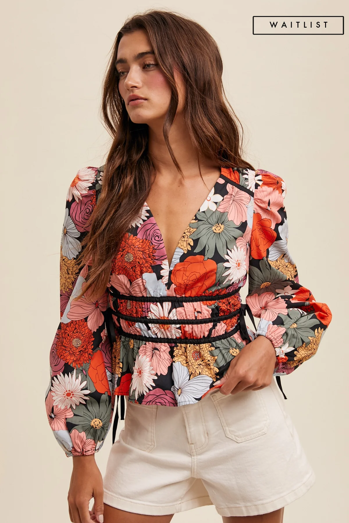 Waitlist 9/12 ♥ Harmony Long Sleeve Floral Print Top Black