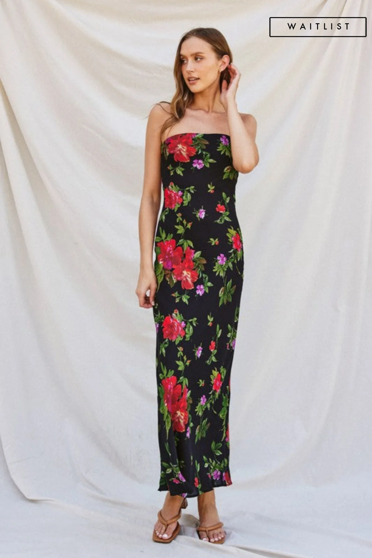 Waitlist 9/11 ♥ Rudy Sleeveless Back Tie Floral Print Maxi Dress Black