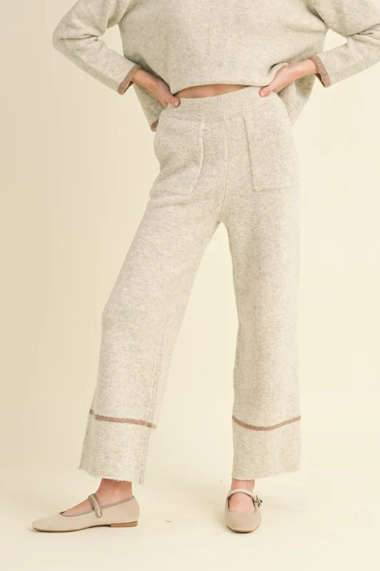 Waitlist 10/16 ♥ Ciara Long Sleeve Open Back Sweater Top And Pants Set Grey