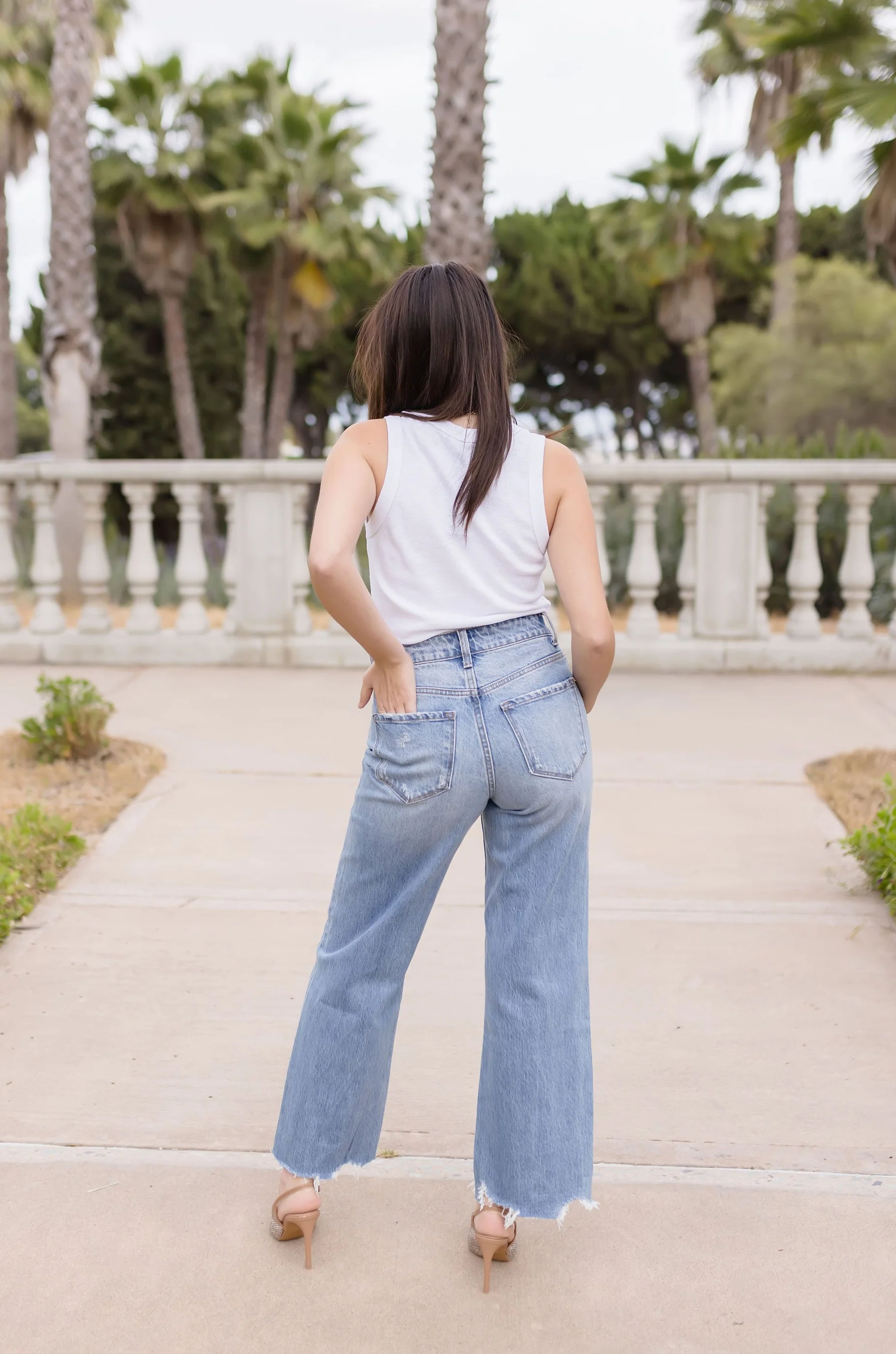 Janelle High Rise Crop Wide Leg Jeans Medium Wash