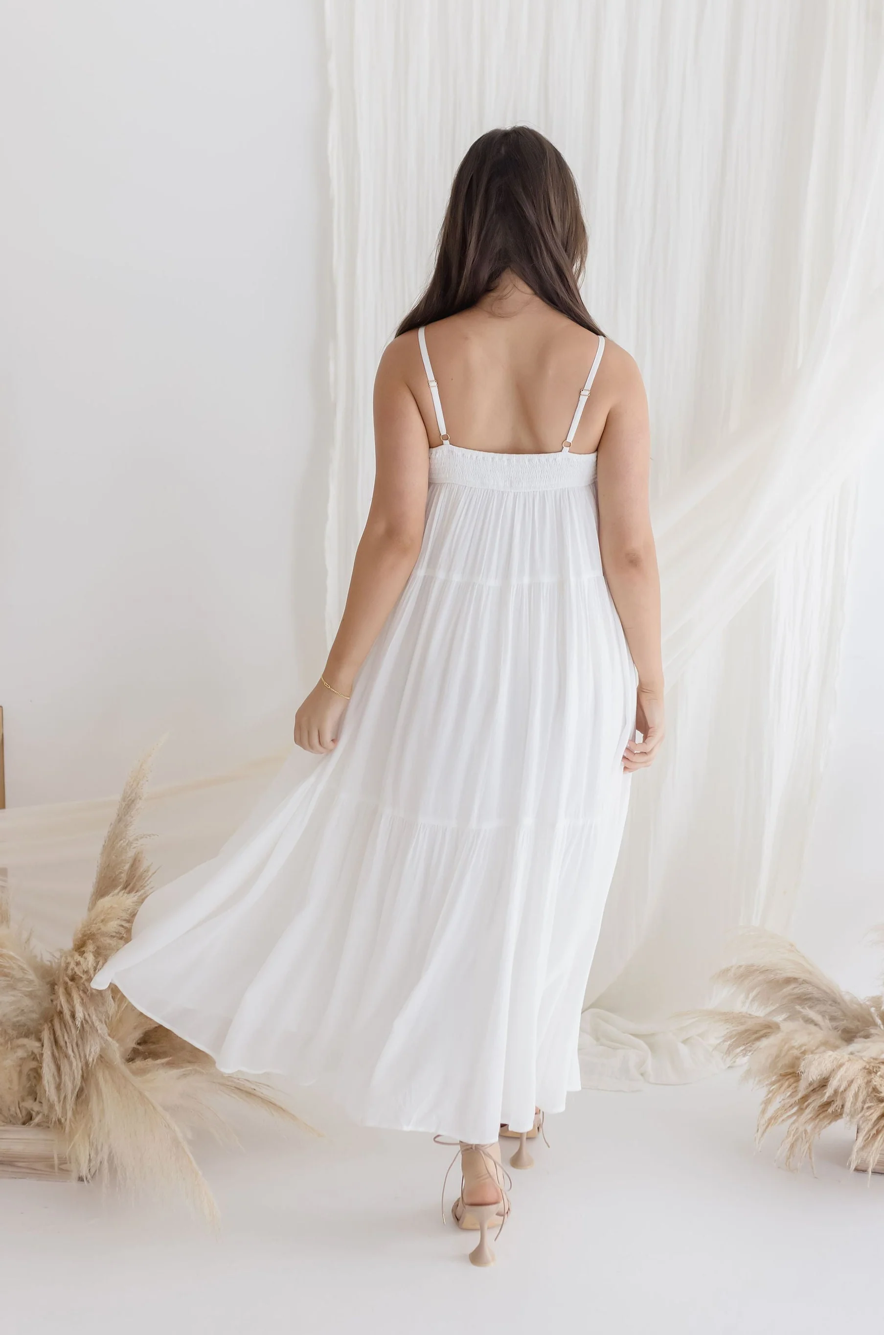 Colbie Sleeveless Crochet Maxi Dress White