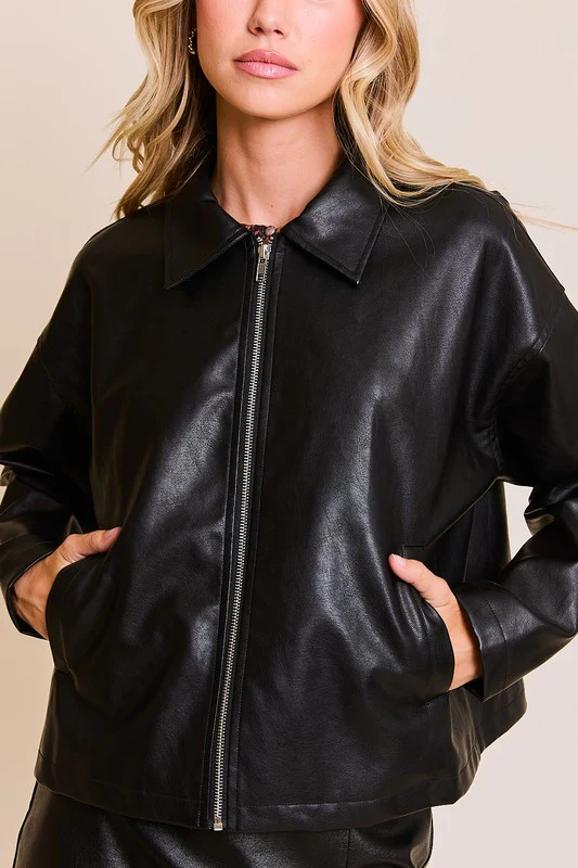 Waitlist 10/5 ♥ Elyse Vegan Leather Jacket Black