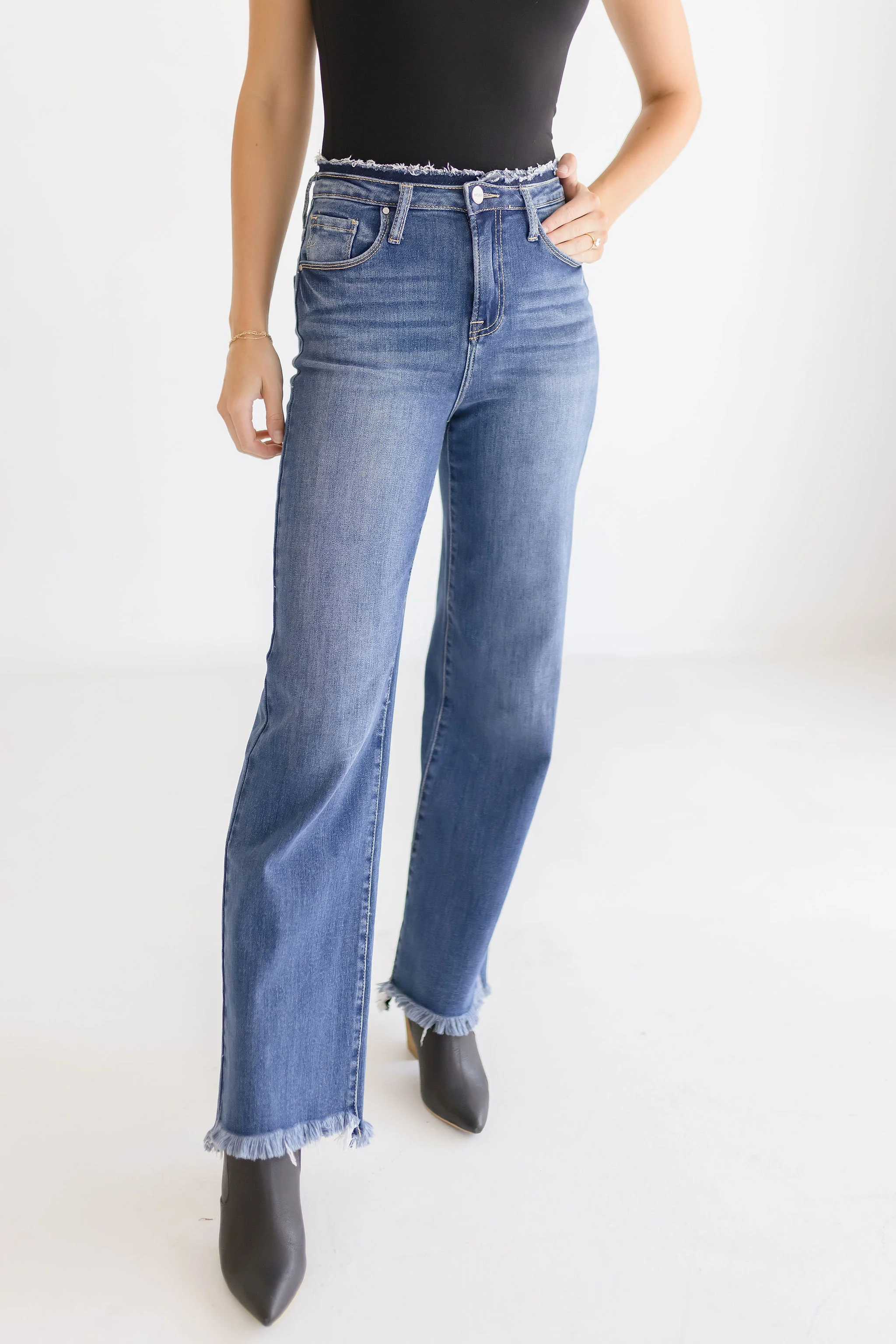 Ava High Rise Wide Leg Jeans Dark Wash