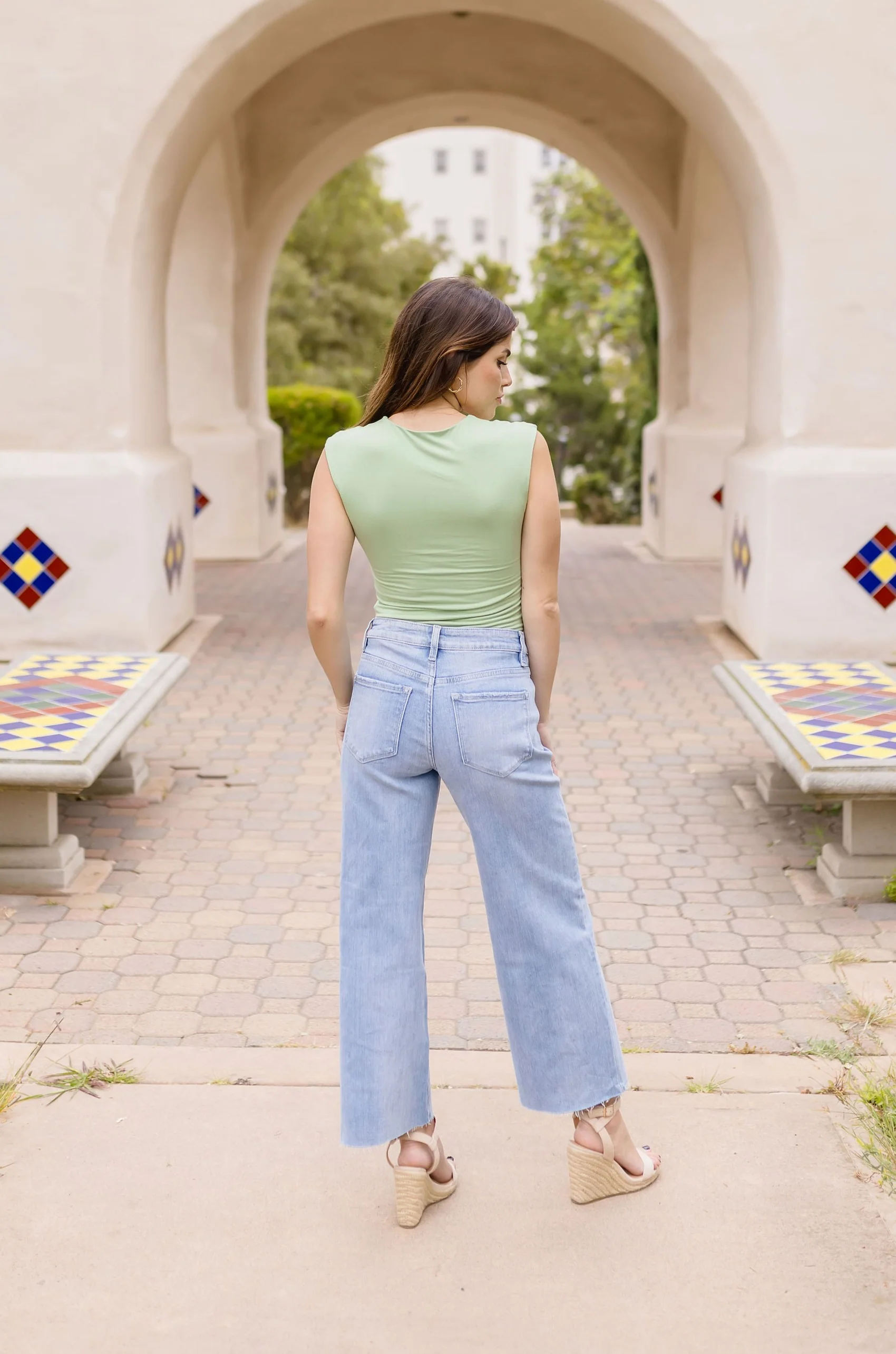 Heather High Rise Wide Leg Jeans Medium Wash