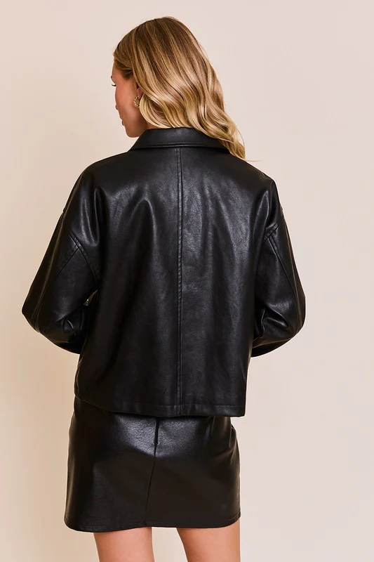 Waitlist 10/5 ♥ Elyse Vegan Leather Jacket Black
