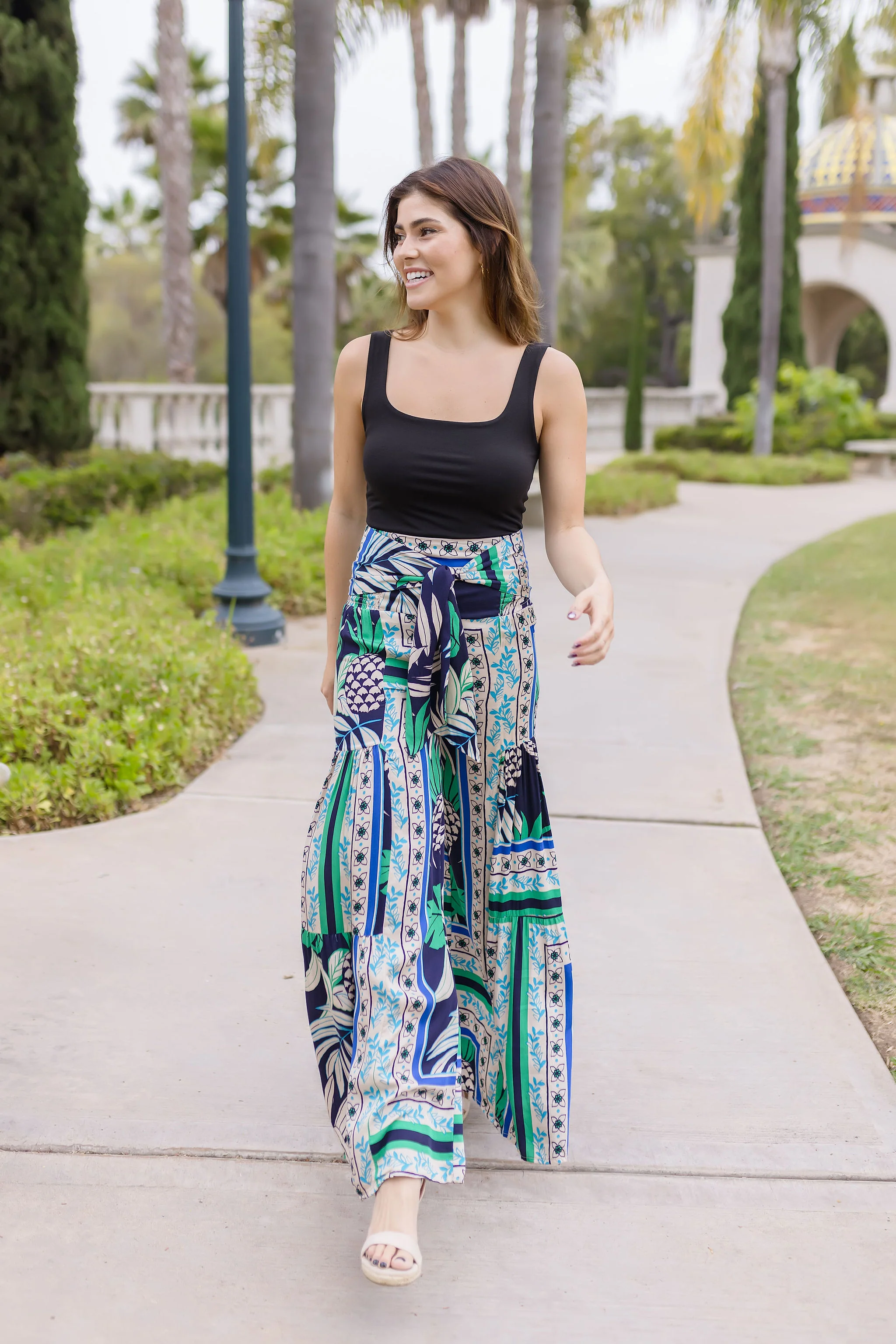 Bonnie Abstract Print Wide Leg Pants Navy