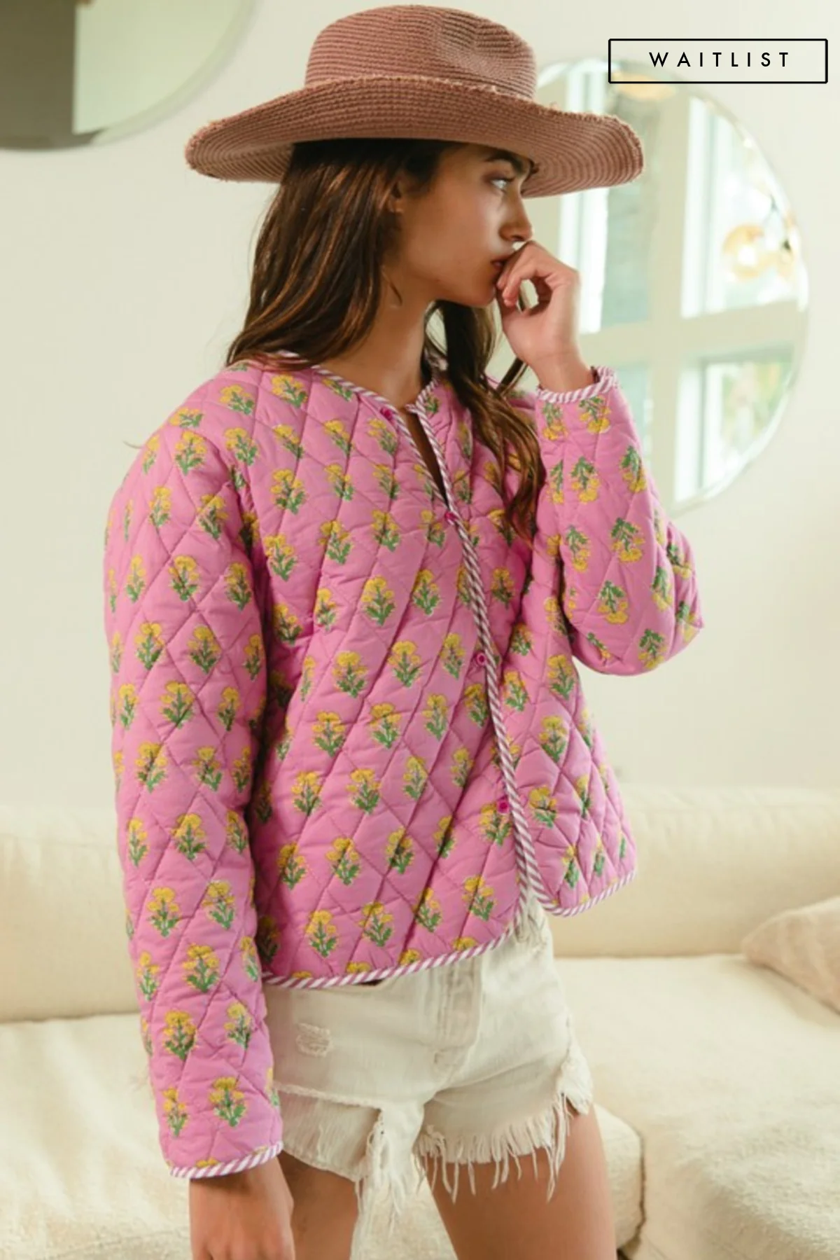 Waitlist 10/20 ♥ Bailey Long Sleeve Floral Print Quilted Jacket Rose