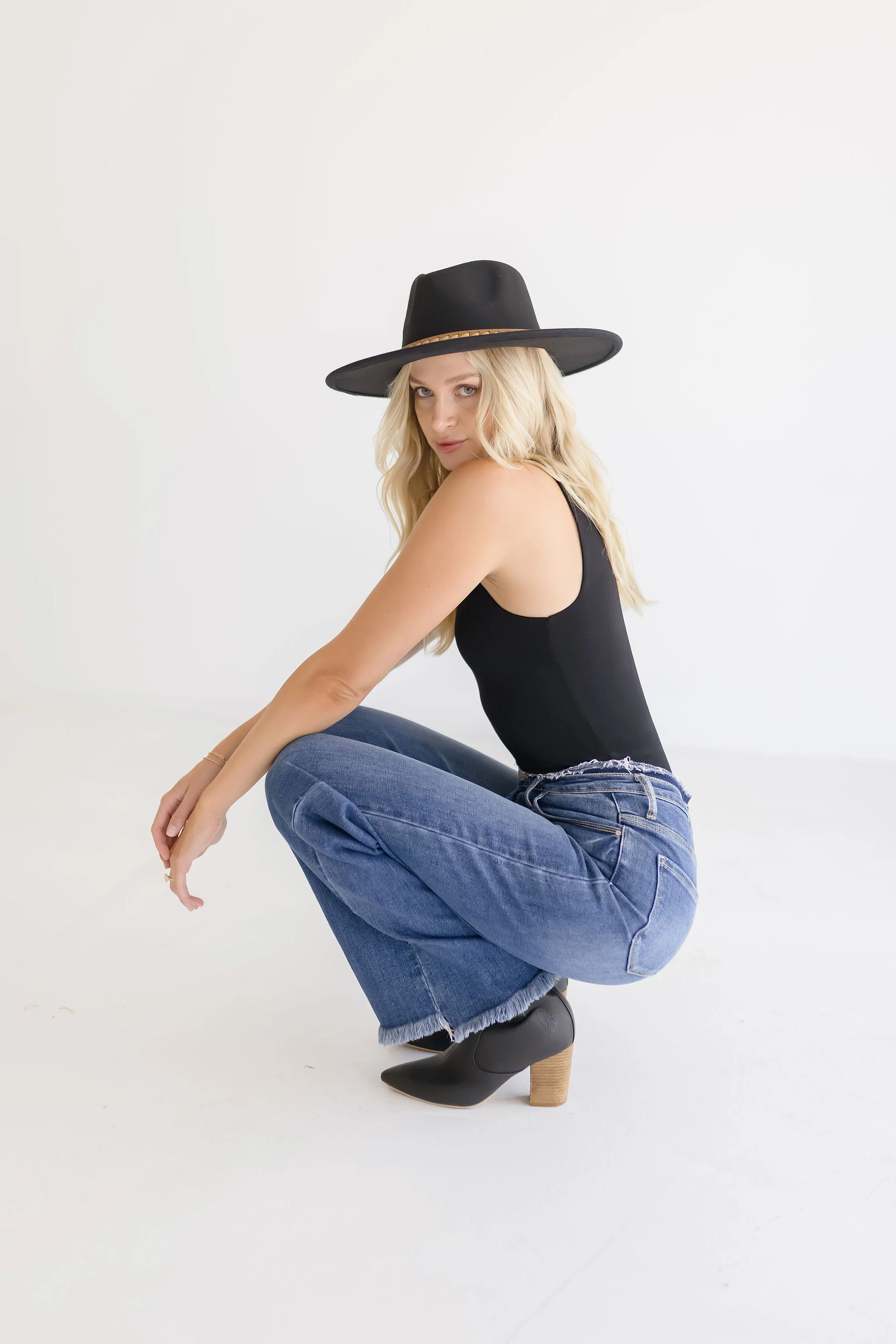 Ava High Rise Wide Leg Jeans Dark Wash