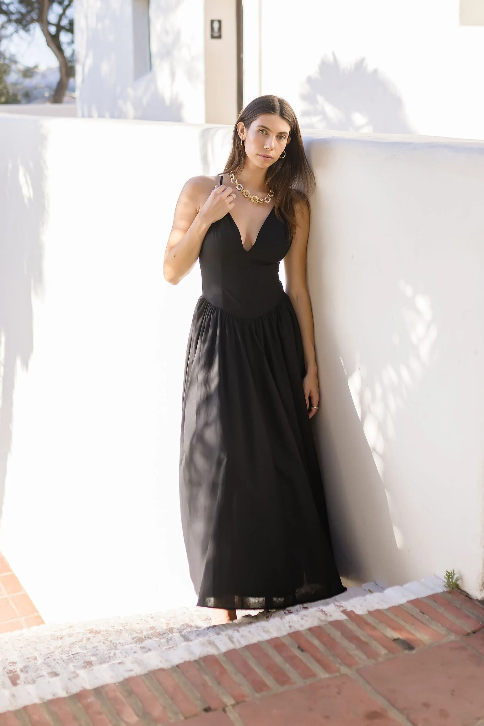 Francesca Sleeveless Cross Back Maxi Dress Black