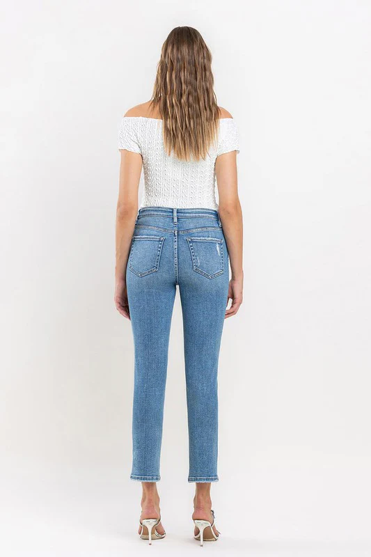 Hayden High Rise Crop Straight Leg Jeans Medium Wash