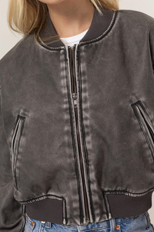 Waitlist 9/10 ♥ Vanessa Vegan Leather Bomber Jacket Black