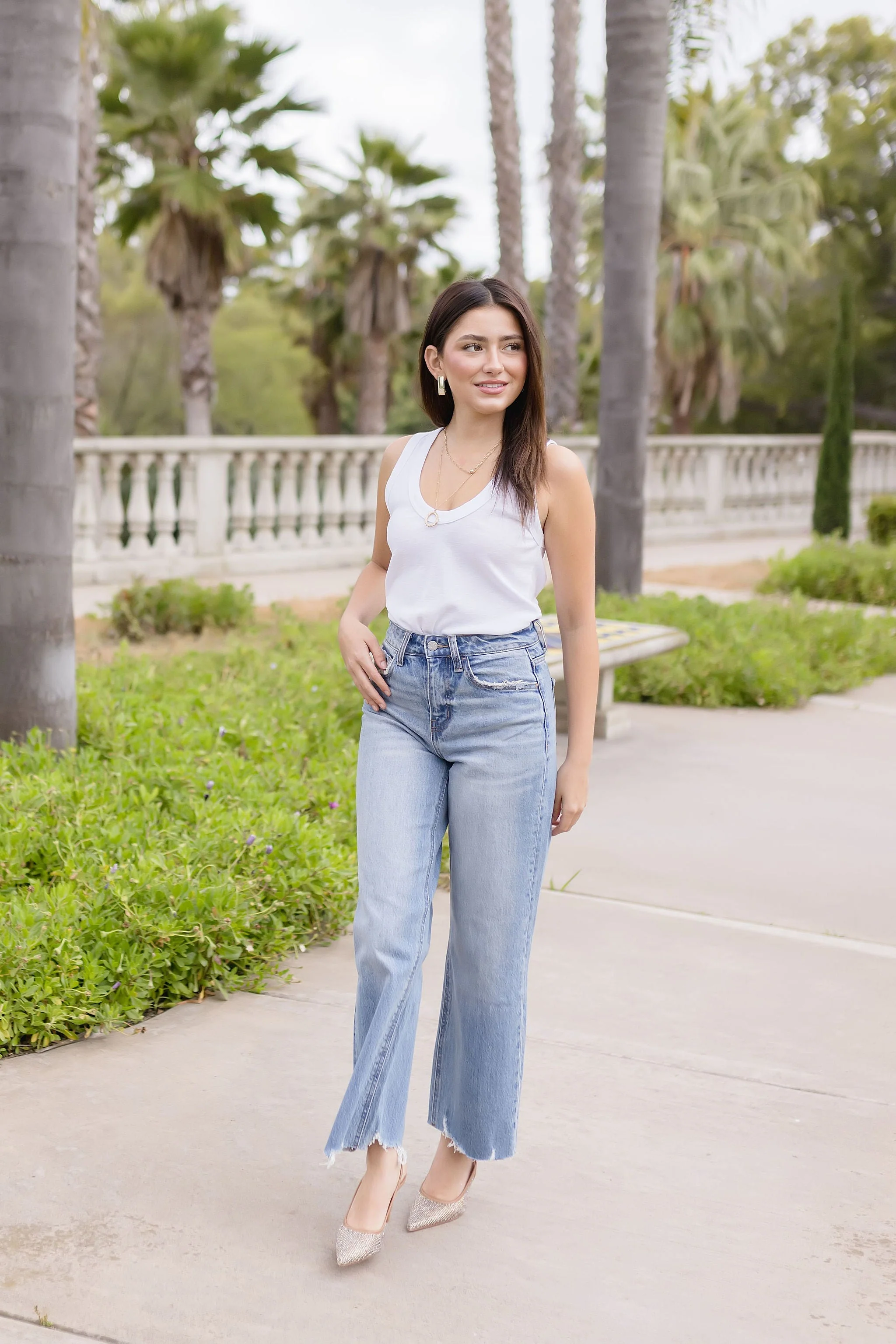 Janelle High Rise Crop Wide Leg Jeans Medium Wash
