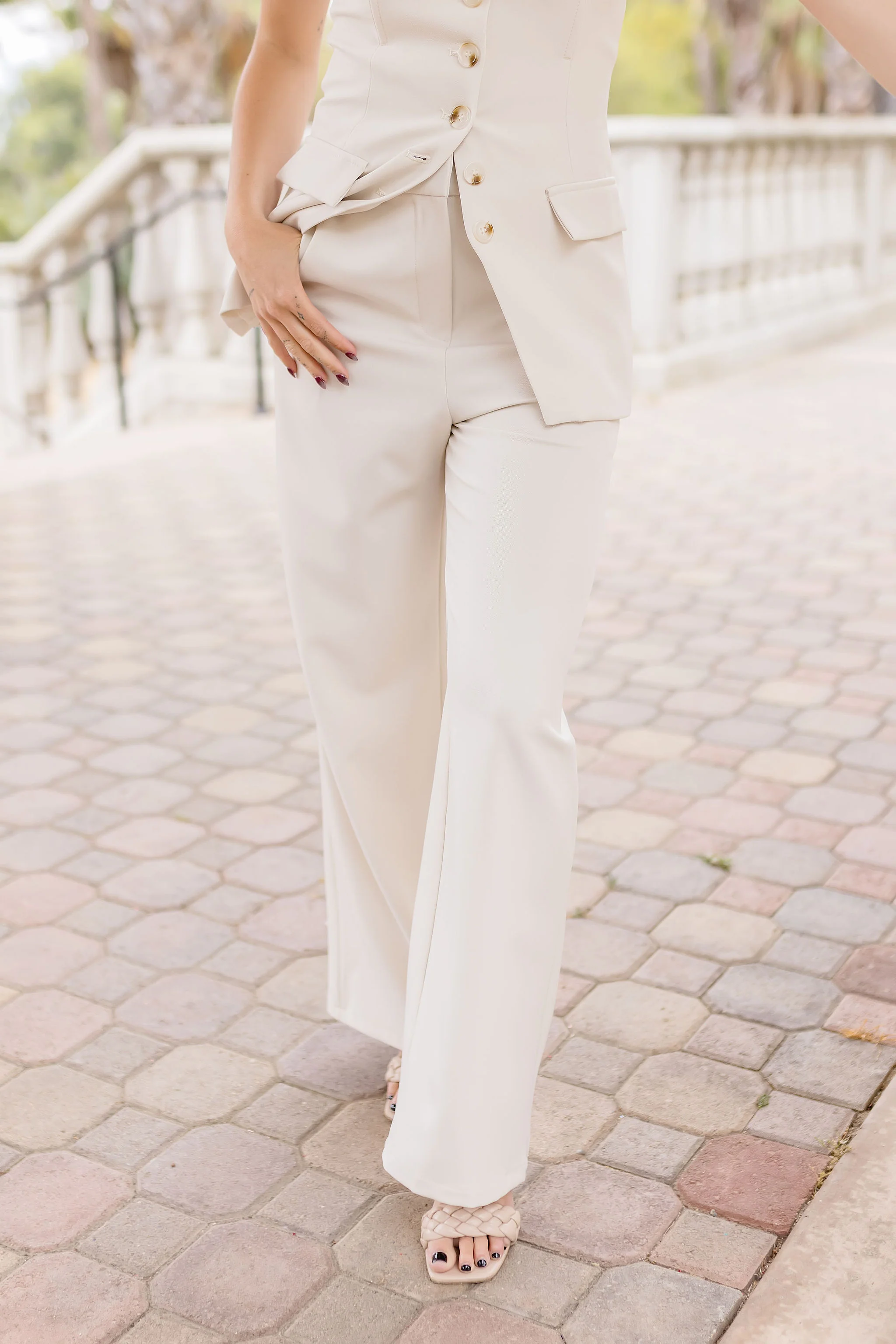 Danielle High Waist Wide Leg Pants Nude