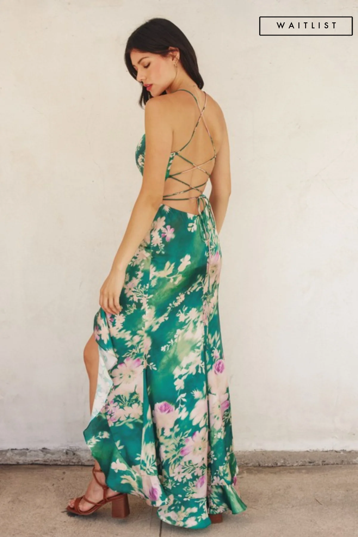 Waitlist 10/10 ♥ Sami Sleeveless Back Tie Floral Print Maxi Dress Green