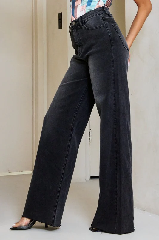 Annie High Rise Wide Leg Jeans Black