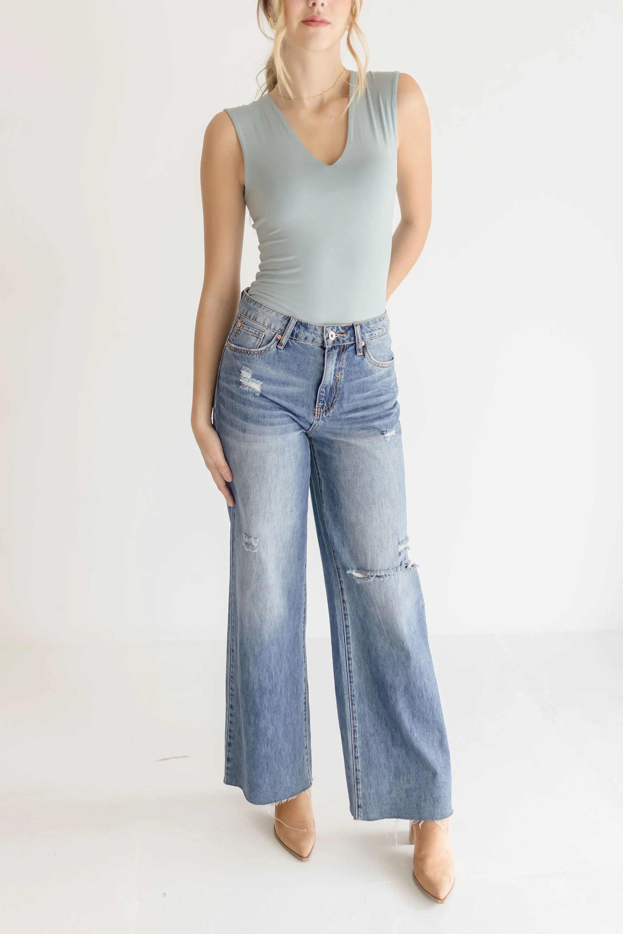 Jeanette Sleeveless Bodysuit Blue