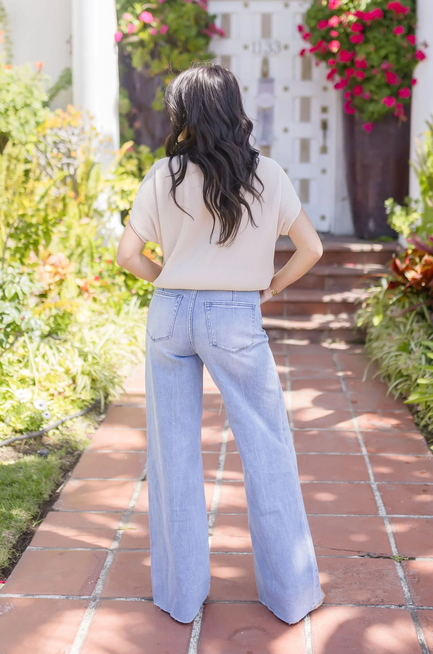 Serena Pleated Cinched Waist Top Nude