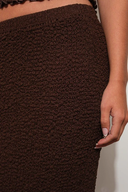 Waitlist 10/2 ♥ Jasmine Textured Maxi Skirt Brown