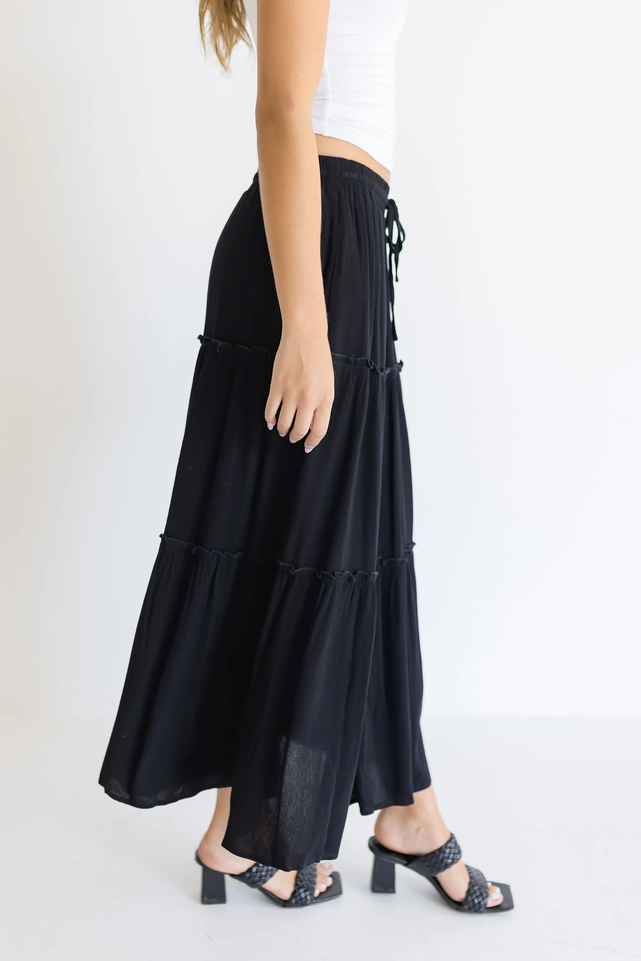 Maxine Tiered Maxi Skirt Black