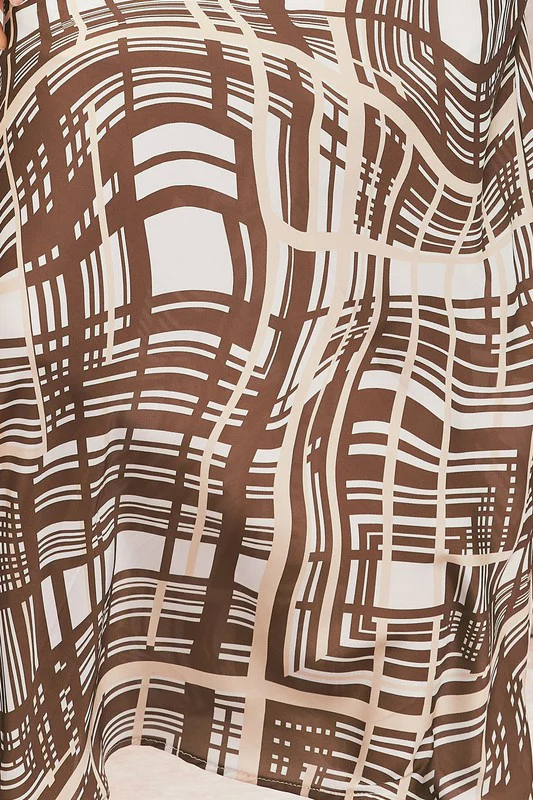 Simone Sleeveless Abstract Print Maxi Dress Brown