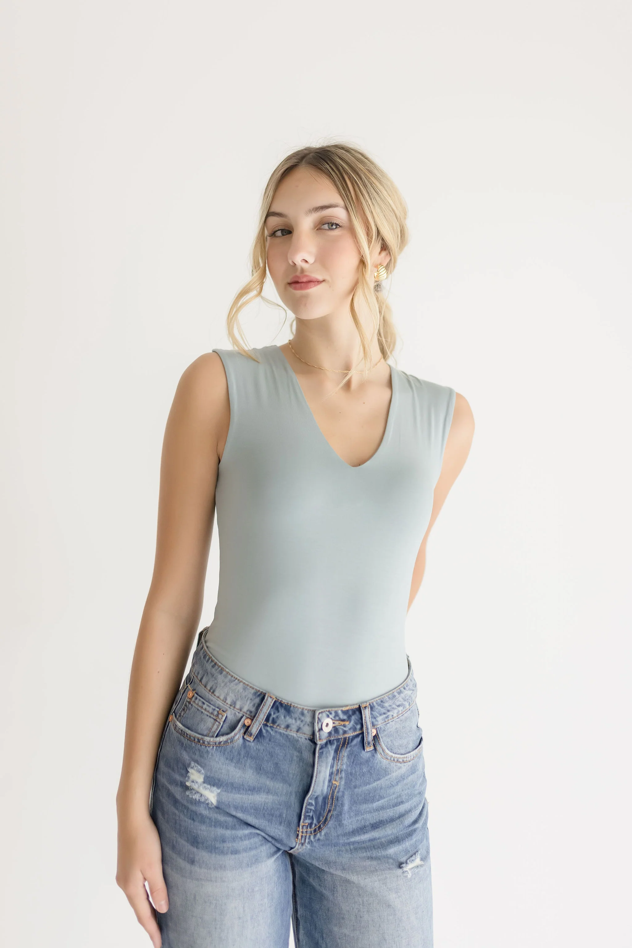 Jeanette Sleeveless Bodysuit Blue